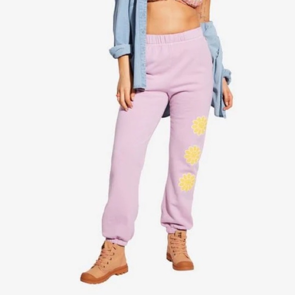 Casual Beach Surfer Billabong x Smiley Happy Face Cozy Boho Pull On Sweat Pants